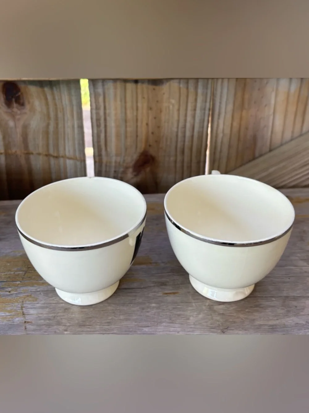 Vintage Taylor Smith & Taylor China USA Silhouette Pattern 2 Tea Cups 2 Saucers